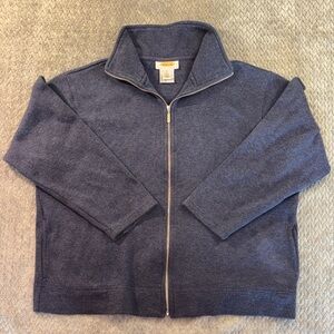 Women’s Talbots Petite Blue Cozy Jacket Cotton Jacket with Pockets Size Large